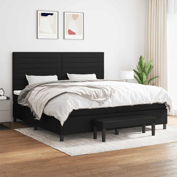 Pat box spring cu saltea, negru, 200x200 cm, textil - WALTI WALTI
