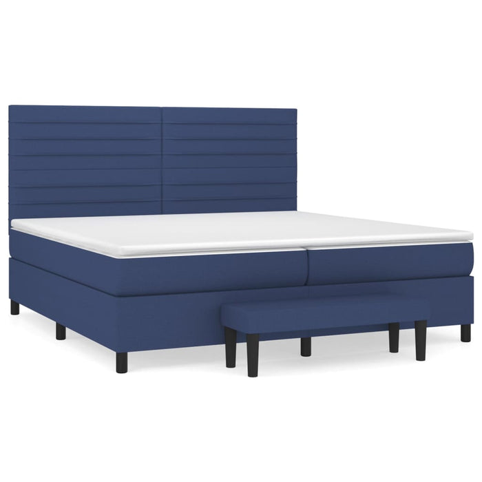 Pat box spring cu saltea, albastru, 200x200 cm, textil - WALTI WALTI
