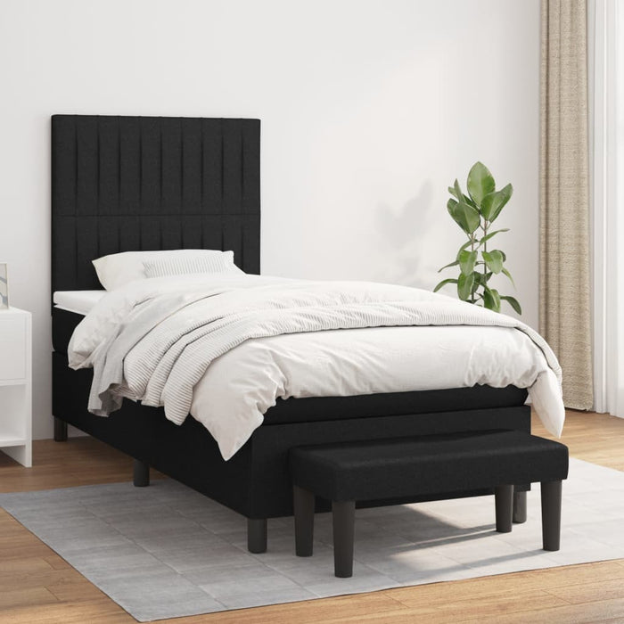 Pat box spring cu saltea, negru, 80x200 cm, textil - WALTI WALTI