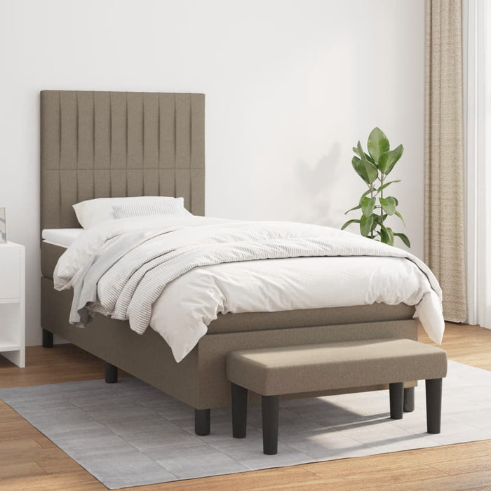Pat box spring cu saltea, gri taupe, 80x200 cm, textil - WALTI WALTI