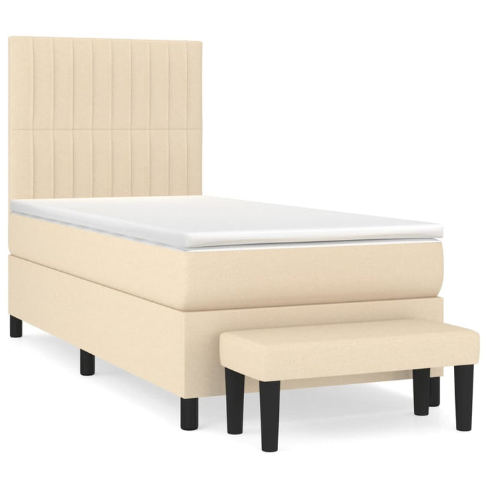 Pat box spring cu saltea, crem, 80x200 cm, textil WALTI
