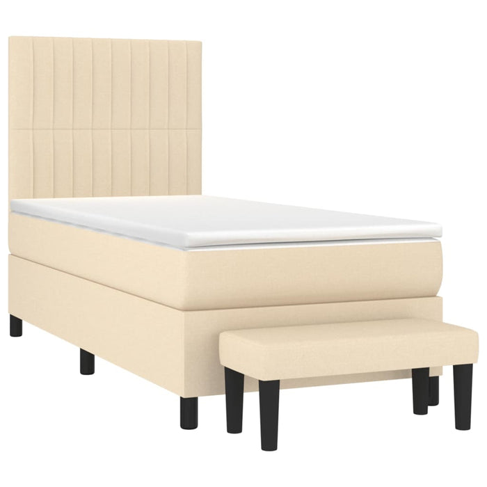 Pat box spring cu saltea, crem, 80x200 cm, textil WALTI
