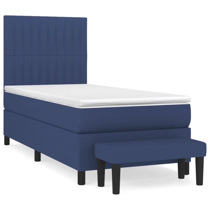 Pat box spring cu saltea, albastru, 80x200 cm, textil - WALTI WALTI