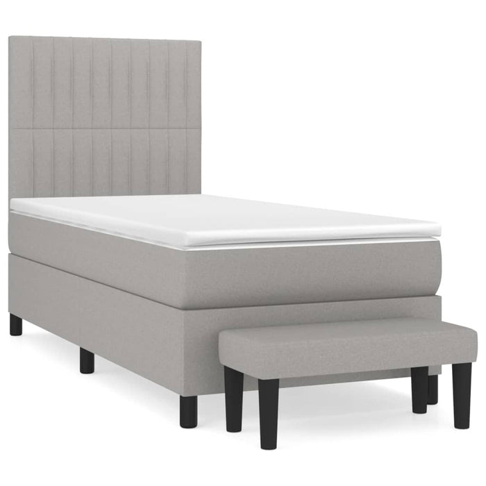 Pat box spring cu saltea, gri deschis, 90x190 cm, textil - WALTI WALTI
