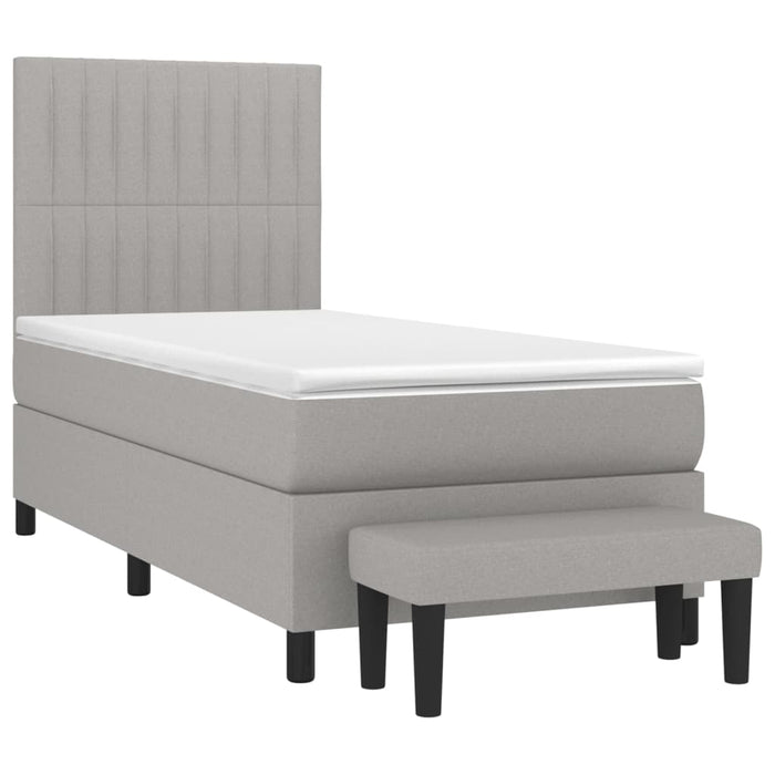 Pat box spring cu saltea, gri deschis, 90x190 cm, textil - WALTI WALTI