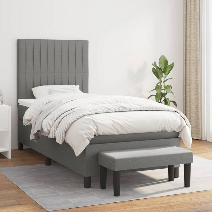 Pat box spring cu saltea, gri închis, 90x190 cm, textil - WALTI WALTI