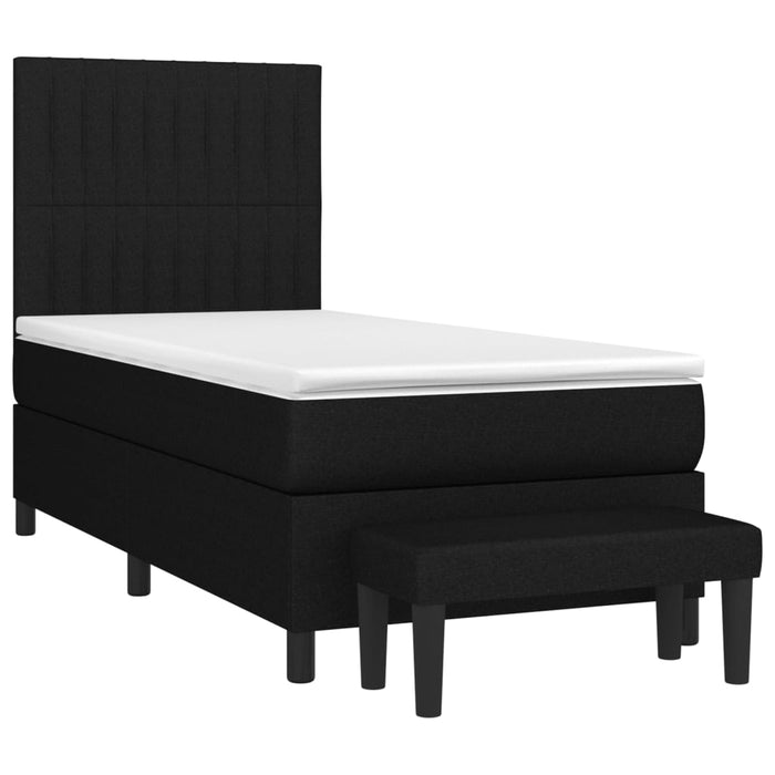 Pat box spring cu saltea, negru, 90x190 cm, textil - WALTI WALTI