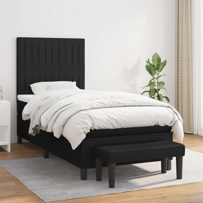 Pat box spring cu saltea, negru, 90x190 cm, textil - WALTI WALTI