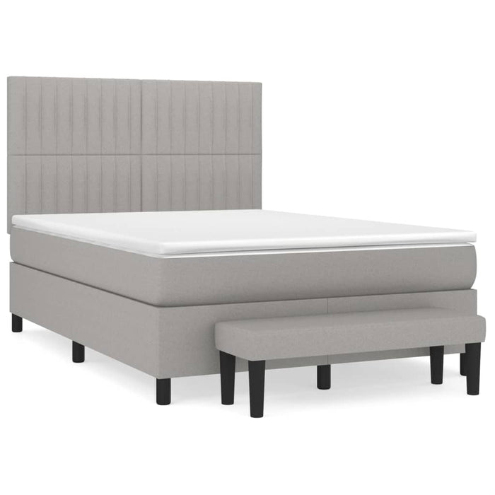 Pat box spring cu saltea, gri deschis, 140x190 cm, textil - WALTI WALTI