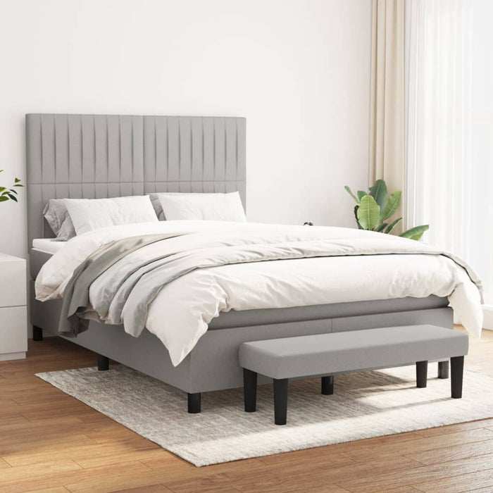 Pat box spring cu saltea, gri deschis, 140x190 cm, textil - WALTI WALTI