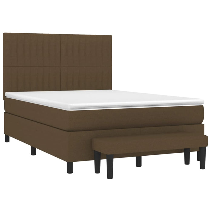 Pat box spring cu saltea, maro închis, 140x200 cm, textil - WALTI WALTI