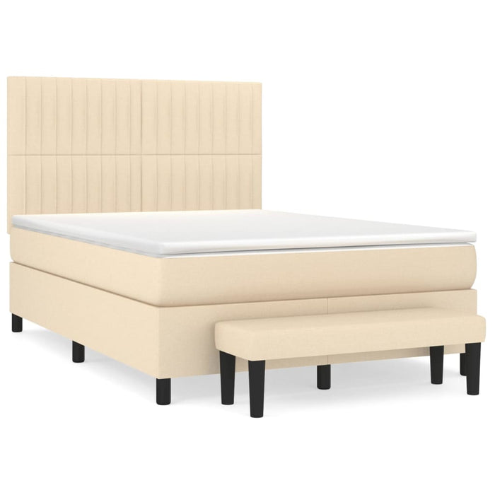 Pat box spring cu saltea, crem, 140x200 cm, textil - WALTI WALTI