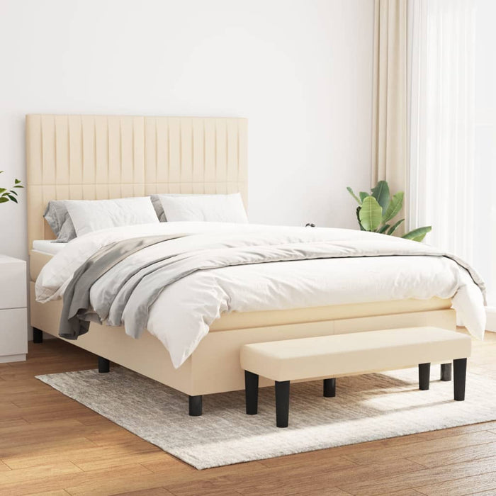 Pat box spring cu saltea, crem, 140x200 cm, textil - WALTI WALTI