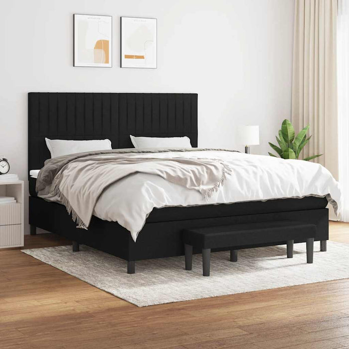 Pat box spring cu saltea, negru, 160x200 cm, textil - WALTI WALTI