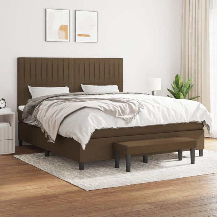 Pat box spring cu saltea, maro închis, 160x200 cm, textil WALTI