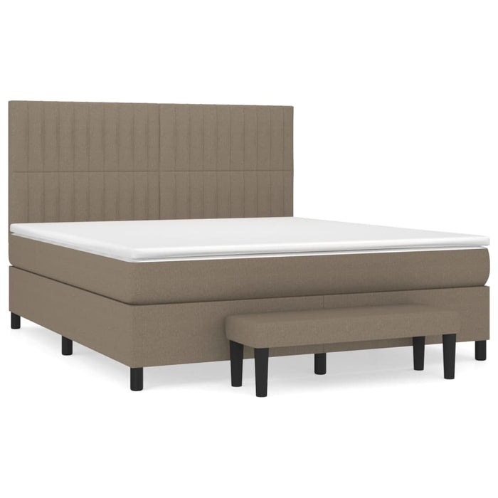 Pat box spring cu saltea, gri taupe, 160x200 cm material textil - WALTI WALTI