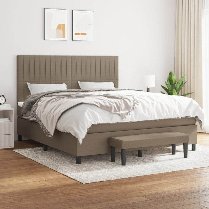 Pat box spring cu saltea, gri taupe, 160x200 cm material textil - WALTI WALTI