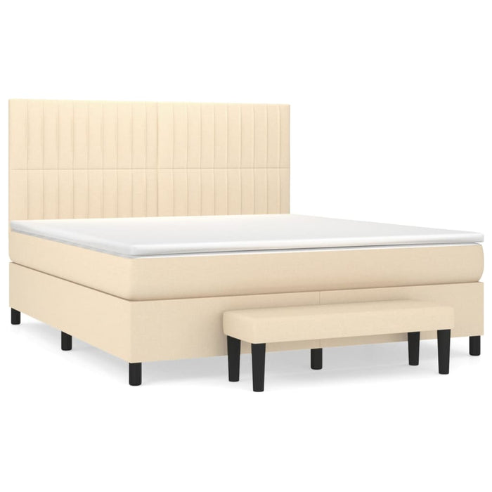 Pat continental cu saltea, crem, 180x200 cm, textil WALTI
