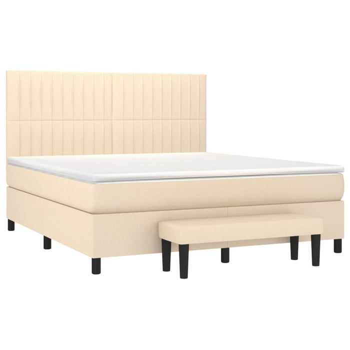 Pat continental cu saltea, crem, 180x200 cm, textil WALTI