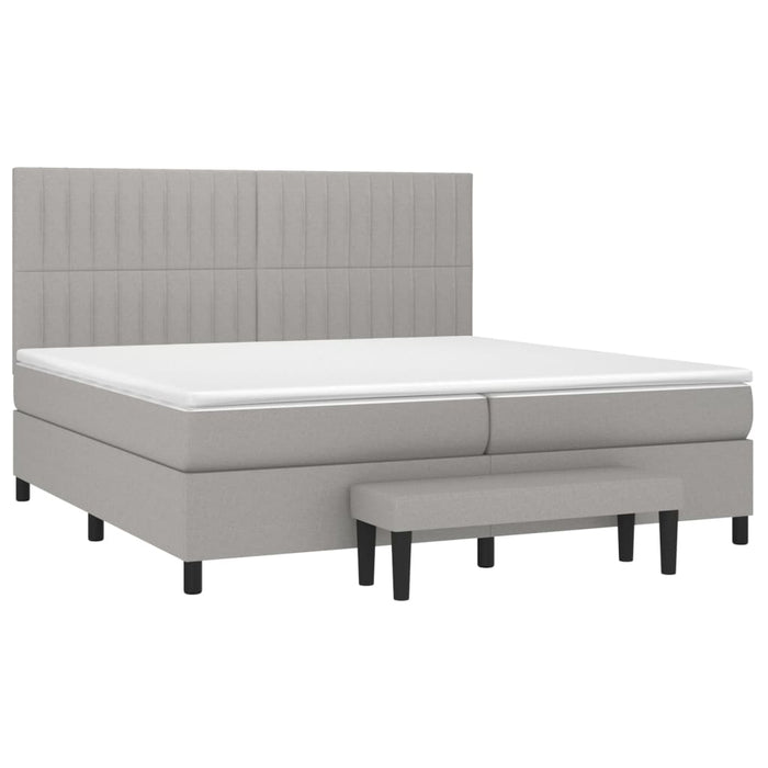 Pat box spring cu saltea, gri deschis, 200x200 cm, textil - WALTI WALTI