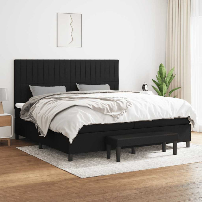 Pat box spring cu saltea, negru, 200x200 cm, textil - WALTI WALTI