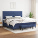 Pat box spring cu saltea, albastru, 200x200 cm, textil - WALTI WALTI