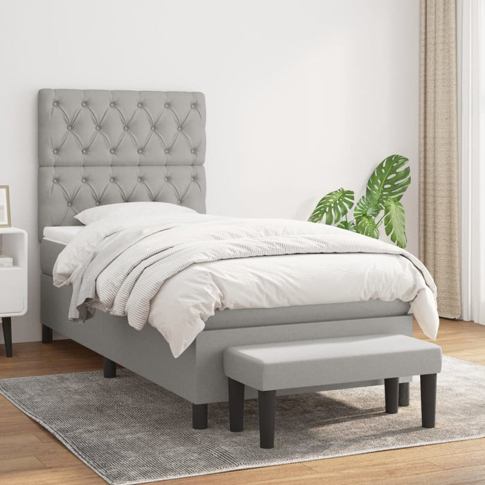 Pat continental cu saltea, gri deschis, 80x200 cm, textil - WALTI WALTI