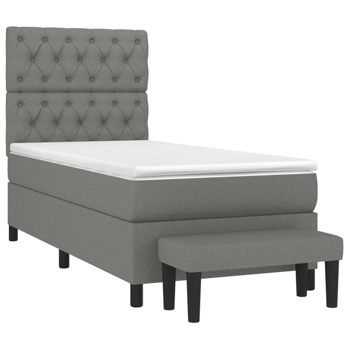 Pat box spring cu saltea, gri închis, 80x200 cm, textil - WALTI WALTI