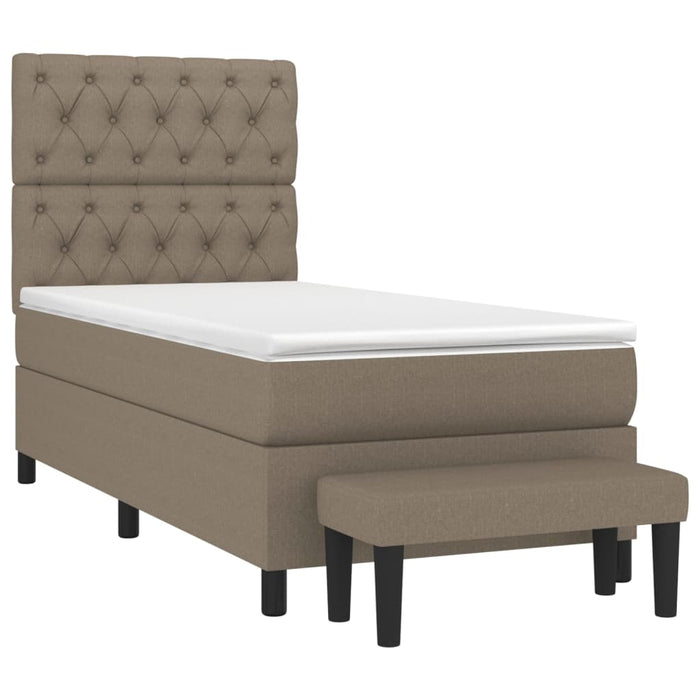 Pat box spring cu saltea, gri taupe, 80x200 cm, textil - WALTI WALTI