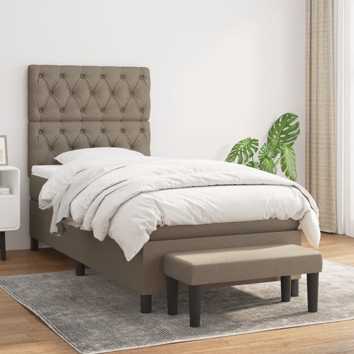 Pat box spring cu saltea, gri taupe, 80x200 cm, textil - WALTI WALTI