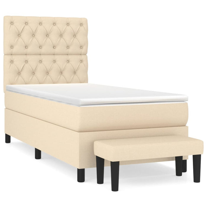Pat box spring cu saltea, crem, 80x200 cm, textil - WALTI WALTI