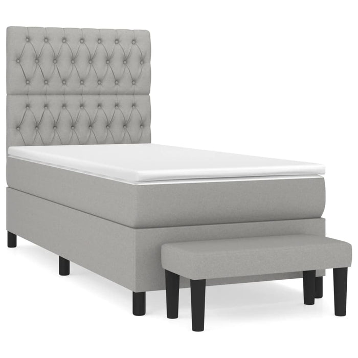 Pat box spring cu saltea, gri deschis, 90x190 cm, textil - WALTI WALTI