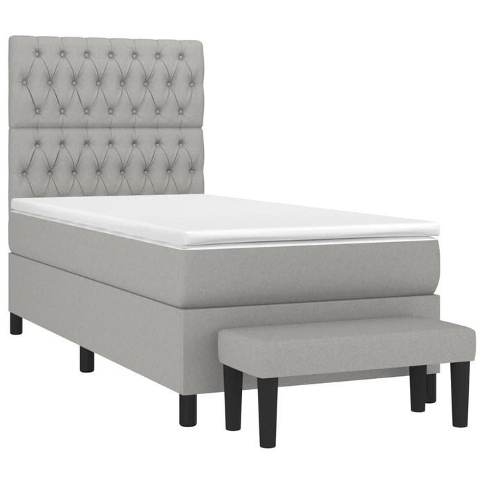 Pat box spring cu saltea, gri deschis, 90x190 cm, textil - WALTI WALTI