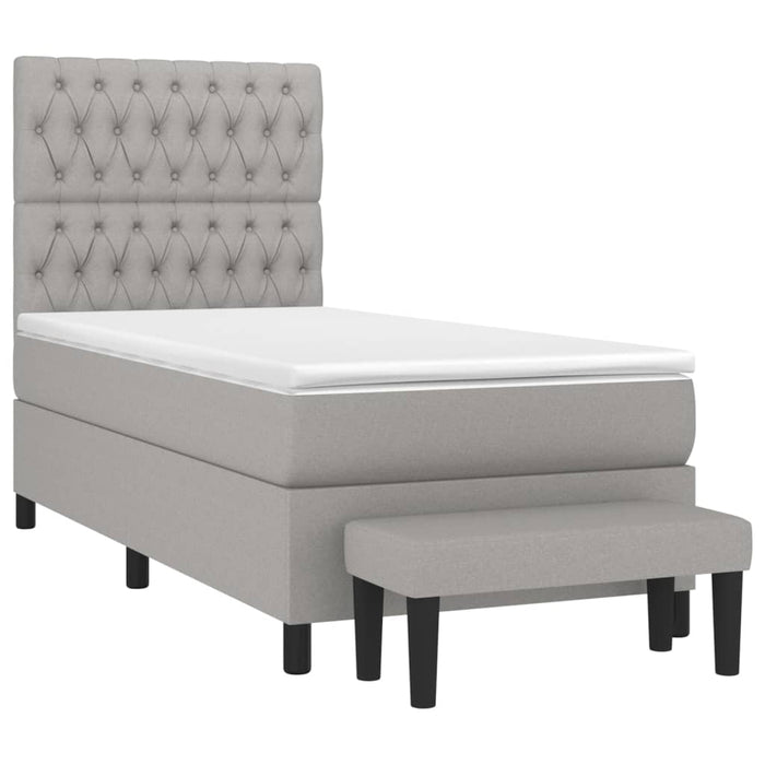 Pat box spring cu saltea, gri deschis, 90x200 cm, textil - WALTI WALTI