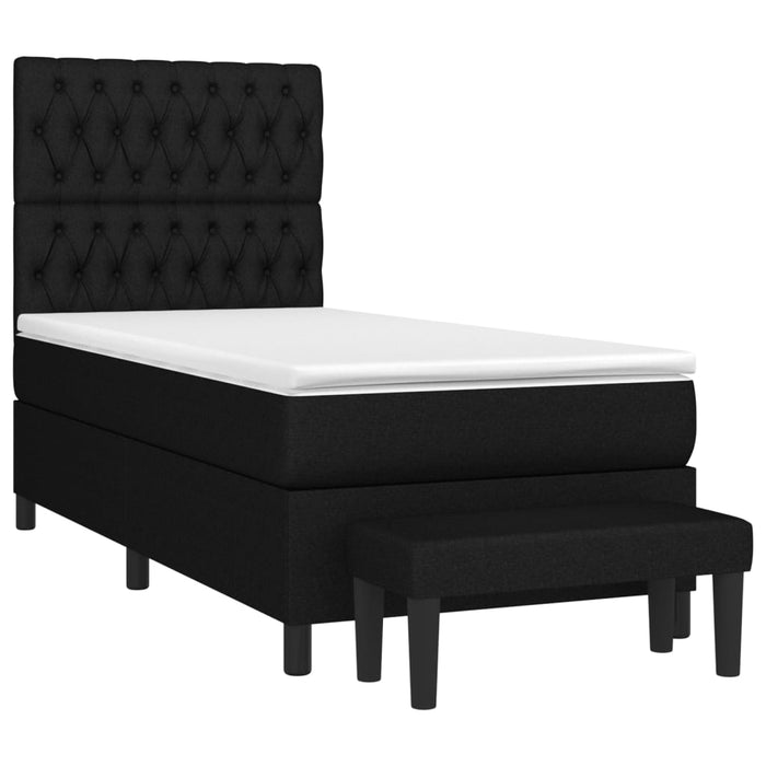 Pat box spring cu saltea, negru, 90x200 cm, textil - WALTI WALTI