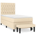 Pat box spring cu saltea, crem, 90x200 cm, textil - WALTI WALTI