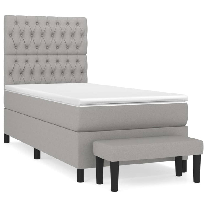 Pat box spring cu saltea, gri deschis, 100x200 cm, textil - WALTI WALTI