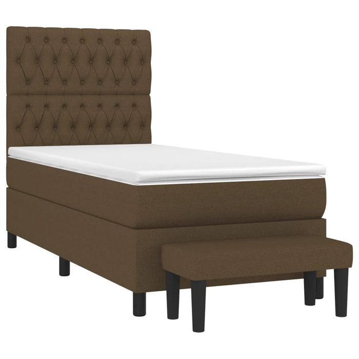 Pat box spring cu saltea, maro închis, 100x200 cm, textil - WALTI WALTI
