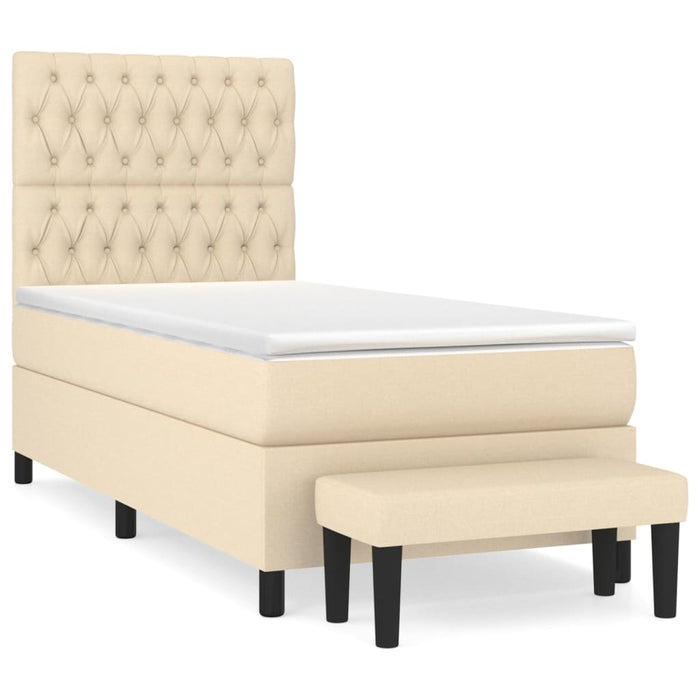 Pat box spring cu saltea, crem, 100x200 cm, textil - WALTI WALTI