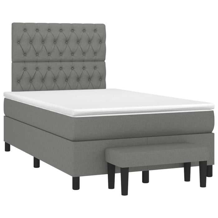 Pat box spring cu saltea, gri închis, 120x200 cm, textil - WALTI WALTI