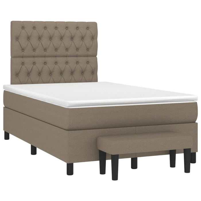 Pat box spring cu saltea, gri taupe, 120x200 cm, textil - WALTI WALTI