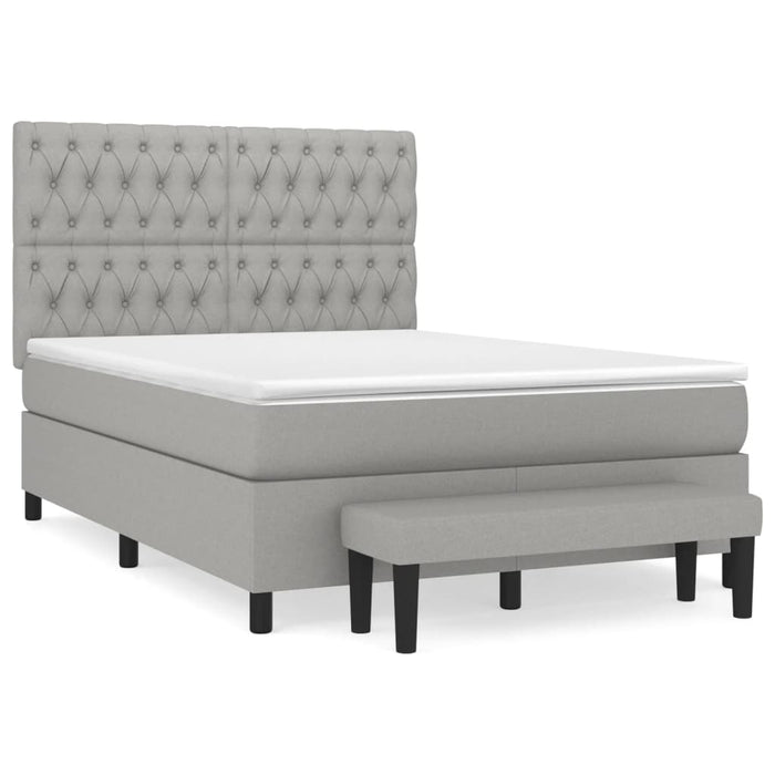 Pat box spring cu saltea, gri deschis, 140x190 cm, textil - WALTI WALTI