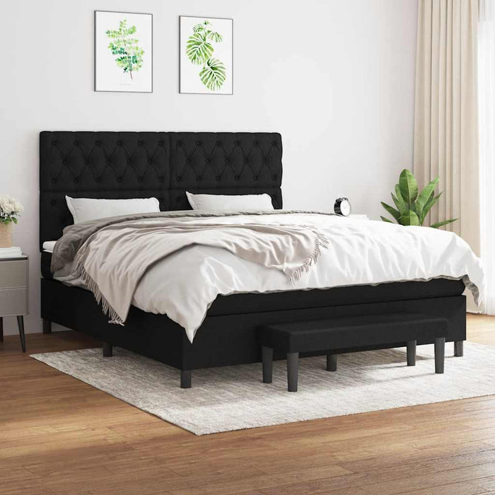 Pat box spring cu saltea, negru, 160x200 cm, textil - WALTI WALTI