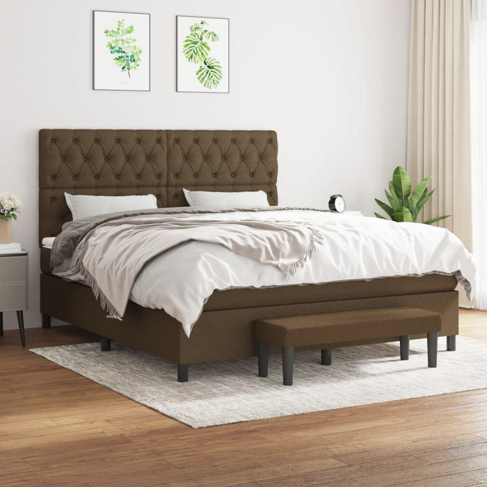 Pat box spring cu saltea, maro închis, 160x200 cm, textil - WALTI WALTI