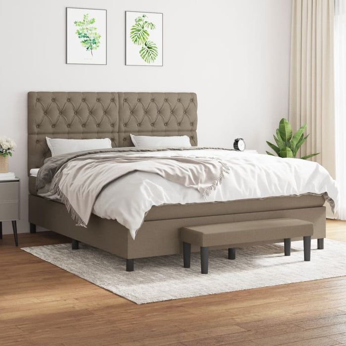 Pat box spring cu saltea, gri taupe, 160x200 cm material textil - WALTI WALTI