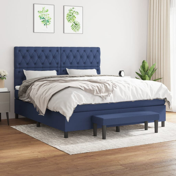 Pat continental cu saltea, albastru, 160x200cm, material textil - WALTI WALTI