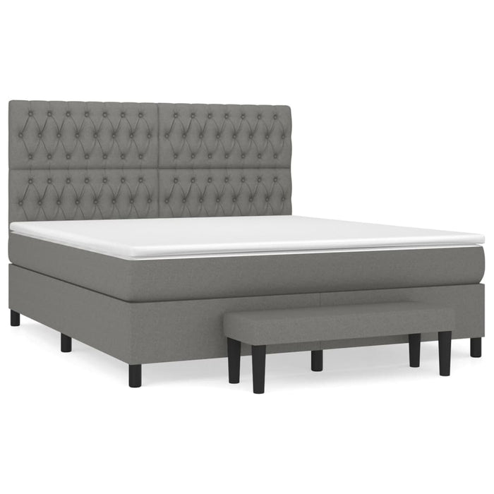Pat box spring cu saltea, gri închis, 180x200 cm, textil - WALTI WALTI