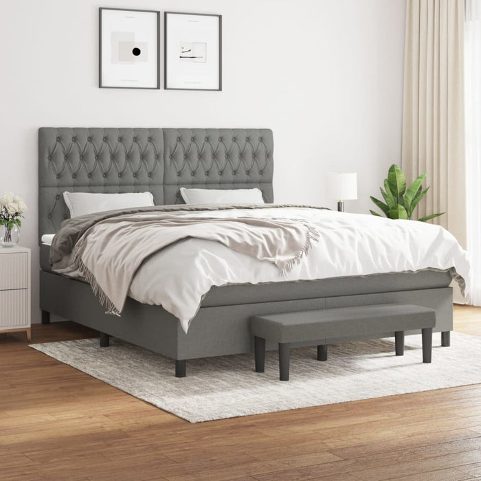 Pat box spring cu saltea, gri închis, 180x200 cm, textil - WALTI WALTI