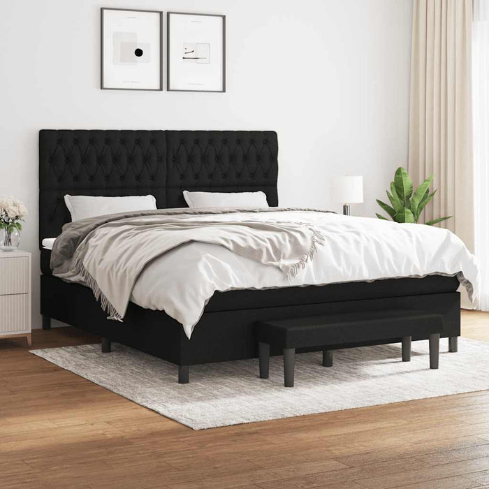 Pat box spring cu saltea, negru, 180x200 cm, catifea - WALTI WALTI