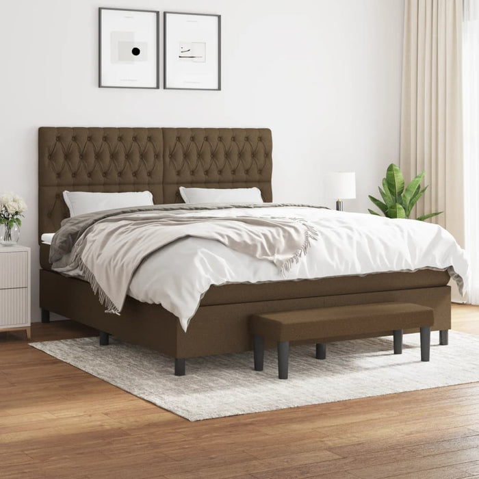 Pat continental cu saltea maro închis 180x200cm material textil - WALTI WALTI